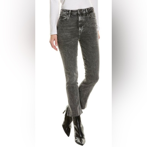 7 For All Mankind Ultra High-Rise Kick Jeans Size 25 Black $218 Retail NWT - Picture 1 of 9